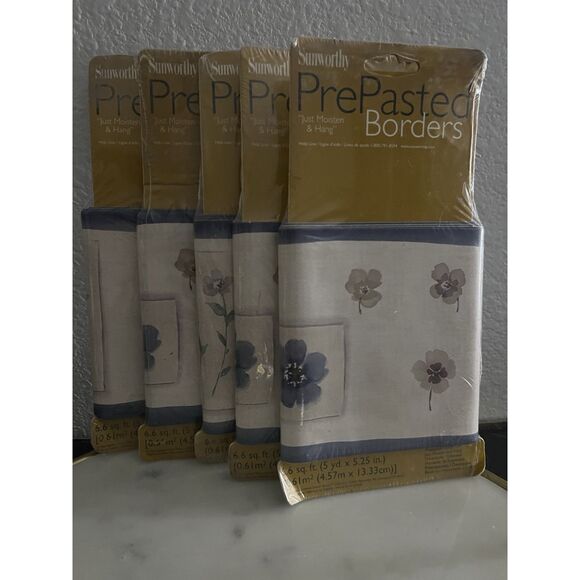 Sunworthy WFP2055 Floral Prepasted Border 6.6 Sq Ft 5yd X 5.25” Yards SEALED - Picture 1 of 4